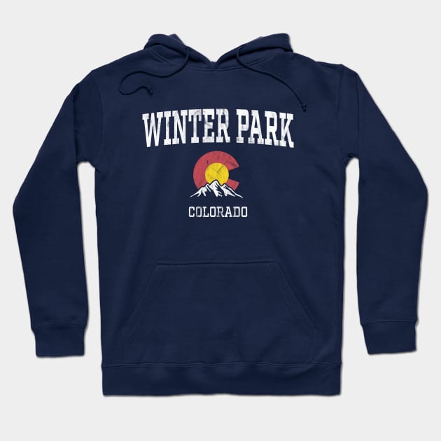 Winter Park Colorado CO Vintage Athletic Mountains Hoodie by TGKelly